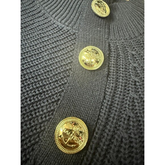 NWT Náutica Navy Structured Ribbed Knit Crew Mock Neck Pull Over Sweater Medium - Picture 3 of 11